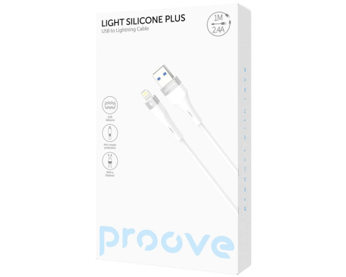 Кабель Proove Light Silicone Plus USB to Lightning 2.4A (1m) white 2003000238679 6901119631175