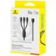 Кабель Baseus Silky One-for-Three Fast Charging USB to Micro USB+Lightning+Type-C 100W 1.5m black 2003000230970 6932172684679
