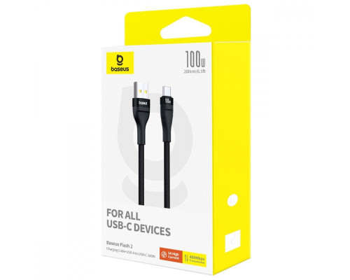 Кабель Baseus Flash 2 USB to Type-C 100W (2m) black 2003000171631 6932172657529
