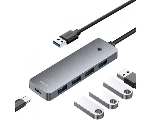 USB-Хаб Baseus UltraJoy Series 4-Port HUB Lite (USB to USB3.0*4+Type-C5V) 2m gray 2003000273946 6932172653156