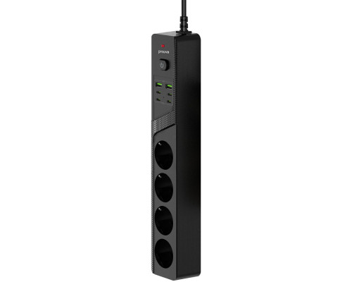 Мережевий фільтр Proove Power Strip P-04C (4 розетки + 2 USB + 4 Type-C) 3М black 2003000320152 6901117328015