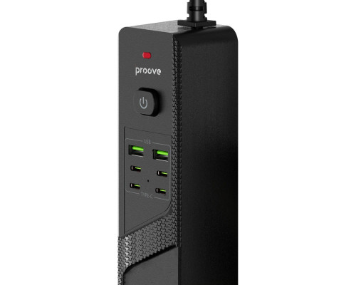 Мережевий фільтр Proove Power Strip P-04C (4 розетки + 2 USB + 4 Type-C) 3М black 2003000320152 6901117328015