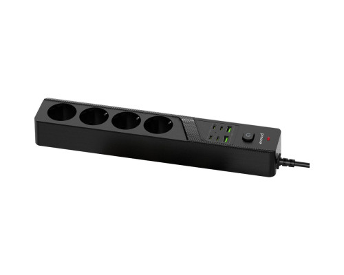 Мережевий фільтр Proove Power Strip P-04C (4 розетки + 2 USB + 4 Type-C) 3М black 2003000320152 6901117328015