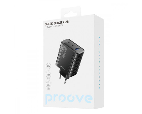 МЗП Proove Speed Surge Gan 65W (USB + 2 Type-C) black 2001001869441 6901111375596