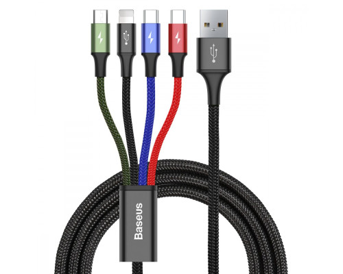 Кабель Baseus Fast 4-in-1 Cable (Lightning+Type-C(2)+Micro) 3.5A (1.2m) black