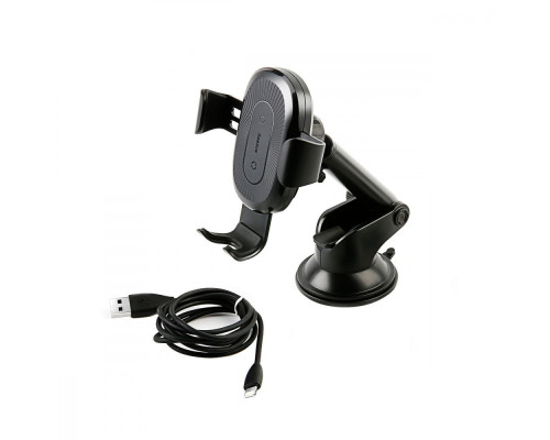 Тримач в машину з Бездротовим ЗП Baseus Gravity Car Mount (Osculum Type) 1.7A black