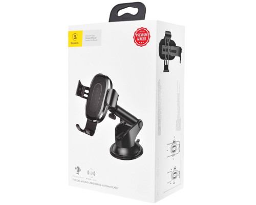 Тримач в машину з Бездротовим ЗП Baseus Gravity Car Mount (Osculum Type) 1.7A black