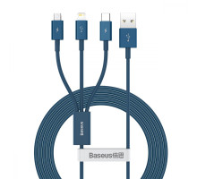 Кабель Baseus Superior Series Fast Charging 3-in-1 (Micro USB+Lightning+Type-C) 3.5A (1.5m) blue 2001000399130 6953156205543