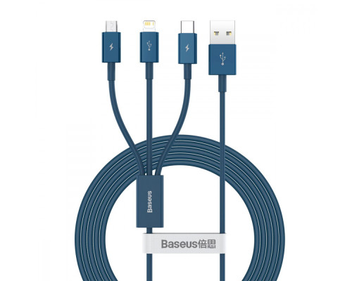 Кабель Baseus Superior Series Fast Charging 3-in-1 (Micro USB+Lightning+Type-C) 3.5A (1.5m) blue