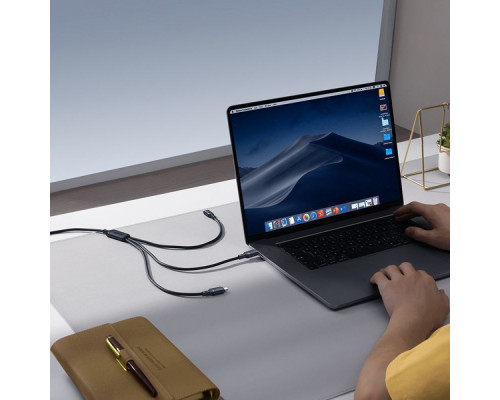 Кабель Baseus Silky One-for-Three Fast Charging USB to Micro USB+Lightning+Type-C 100W 1.5m black 2003000230970 6932172684679