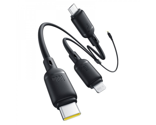 Кабель Baseus Silky One-for-Three Fast Charging USB to Micro USB+Lightning+Type-C 100W 1.5m black 2003000230970 6932172684679