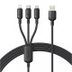 Кабель Baseus Silky One-for-Three Fast Charging USB to Micro USB+Lightning+Type-C 100W 1.5m black 2003000230970 6932172684679