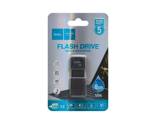 USB флеш-накопичувач Hoco UD6 USB 2.0 8GB Колір Чорний