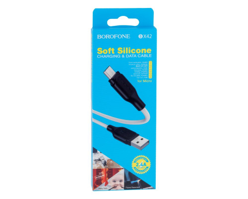 Кабель USB Borofone BX42 Silicone Micro Колір Бiлий