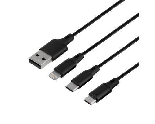 Кабель USB Remax RC-189 Gition 3 in 1 3.1A Колір Чорний 6954851241973