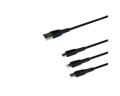 Кабель USB Borofone BX71 3-in-1 IP+Type-C+Micro Колір Чорний