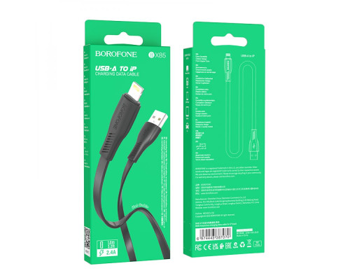 Кабель USB Borofone BX85 Lightning 2.4A Колір Чорний 6974443387070