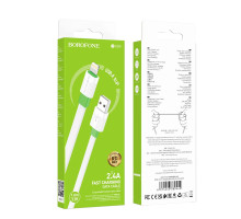 Кабель USB Borofone BX89 Union Lightning 2.4A Колір Біло-зелений
