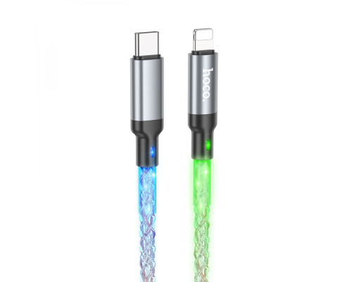 Кабель USB Hoco U112 Shine Type-C to Lightning LED Колір Сiрий