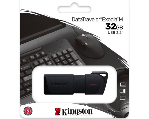 USB флеш-накопичувач 3.2 Kingston DataTraveler Exodia M 32GB Колір Чорний