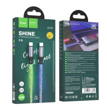 Кабель USB Hoco U112 Shine 60W ype-C to Type-C LED Колір Сiрий