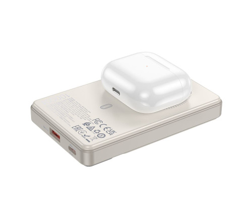 Універсальна Мобільна Батарея Power Bank Hoco Q18 Tourer 22.5W with magnetic 10000mAh Колір Молочно бiлий 6942007605199