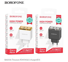 Мережевий Зарядний Пристрій Borofone BAS33A 2USB-C PD/QC45W Колір Бiлий 6941991110719