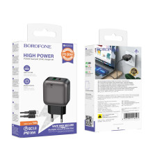 Мережевий Зарядний Пристрій Borofone BAS55A 1USB-C/1USB PD/QC 30W GAN+Type-C to Lightning Колір Чорний 6941991116247
