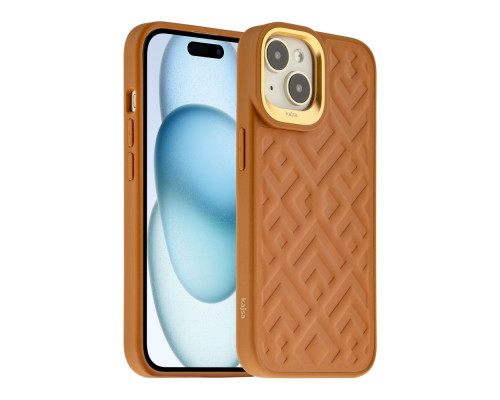 Чохол Kajsa Briquette Collection Rhombus для iPhone 15 Колір Brown 4894505170254