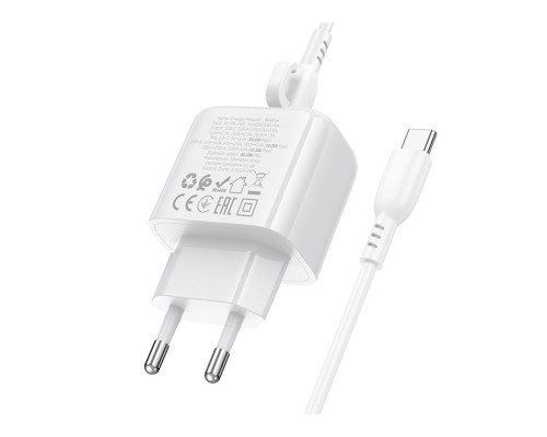 Мережевий Зарядний Пристрій Borofone BAS45A 1USB-C/1USB PD/QC 30W+Type-C to Lightning Колір Бiлий 6941991113888 ma35141_3345034