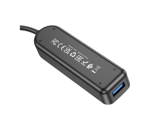 Хаб USB Borofone DH5 4-in-1 (USB to USB3.0*4)(L=0.2M) Колір Чорний 6941991104190