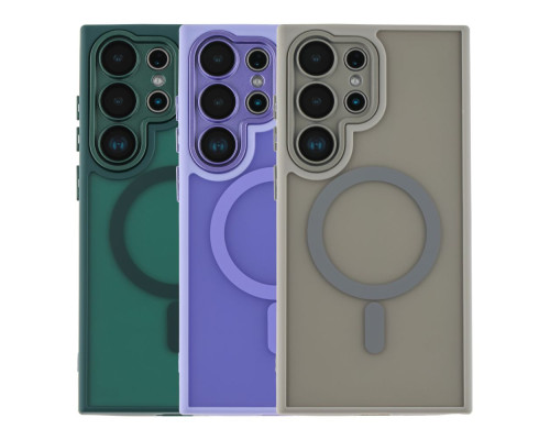 Чохол TPU+PC Magnetic Matte Camera Lens with Magsafe для Samsung S24 Ultra 5G (S928) Колір Dark Green 2020000437130