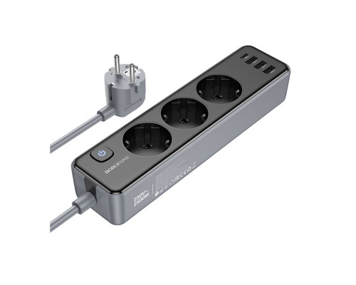 Мережевий Подовжувач Borofone BAC8 (1C3A)(EU)(L=2M) Колір Чорний 6941991116636 ma35772_3605170