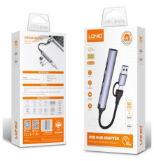 USB Hub LDNIO DS-64U USB-A+Type-C To USB3.0*1+USB2.0*3 Колір Сiрий 6933138602737 ma37445_3611732