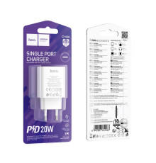Мережевий Зарядний Пристрій Hoco C143A 1USB-C PD/QC 20W Колір Бiлий 6942007652063 ma37695_3663835