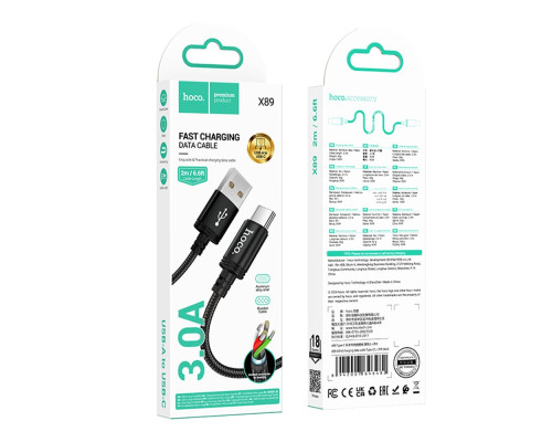 Кабель USB Hoco X89 Type-C 3A 2m Колір Чорний 6942007646475 ma36895_3609481