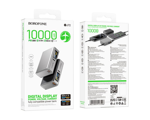 Універсальна Мобільна Батарея Power Bank Borofone BJ72 Energy 22.5W+PD20W 10000 mAh Колір Сірий 6941991117596 ma35988_3605943