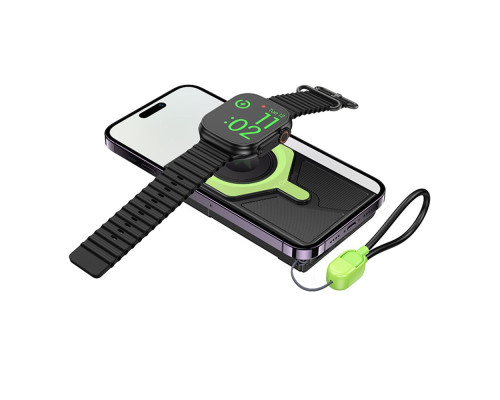 Універсальна Мобільна Батарея Power Bank Hoco DB83 22.5W+PD20W magnetic, with watch charging, cable 10000mAh Колір Чорниий/Зелений 6942007650120 ma37059_3610152