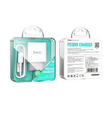 Мережевий Зарядний Пристрій Hoco C76A Pro 1USB-C PD/QC 30W+Type-C to Type-C М'ята упаковка Колір Бiлий 2020000495420 ma38907_3868879