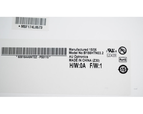 Матриця 15.6 B156HTN03.2 (1920*1080, 40pin, LED, SLIM(вертикальні вушки), матова, роз'єм праворуч знизу) для ноутбука (renew) NBB-79135