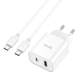 Зарядний пристрій Hoco C80A Plus 20W 3A 1USB-A+1USB-C з кабелем Type-C white PLS-00-00118031