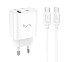 Зарядний пристрій Hoco C80A Plus 20W 3A 1USB-A+1USB-C з кабелем Type-C white PLS-00-00118031