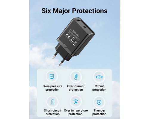 Зарядний пристрій Vention 20W 1USB-C black PLS-00-00134646