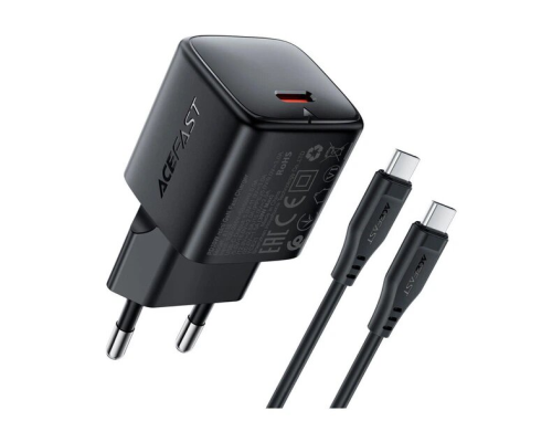 Зарядний пристрій Acefast A118 30W 3A USB-C з кабелем C-С black PLS-00-00163847