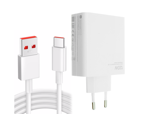 Зарядний пристрій Xiaomi 120W Gan 1USB-A з кабелем Type-C (Original China) white PLS-00-00130674