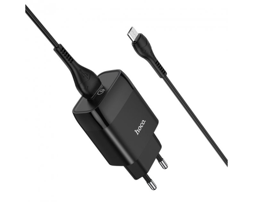 Зарядний пристрій Hoco C72Q 18W 3A 1USB-A з кабелем Micro USB black PLS-00-00059565