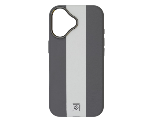 Чохол шкіряний Rally with Magnetic для iPhone 16 gray white PLS-00-00164607