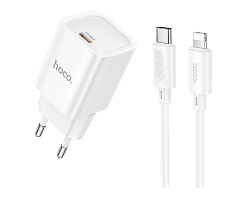 Зарядний пристрій Hoco C148A 30W 3A USB-C з кабелем Lightning white PLS-00-00145455