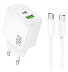 Зарядний пристрій Hoco CS55A 30W 3A USB-A+USB-C з кабелем Type-C to Type-C white PLS-00-00145468