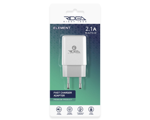 Зарядний пристрій Ridea RW-11011 Element 10.5W 2.1A 1USB-A white PLS-00-00123677